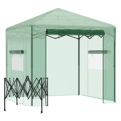 Greenhouse Greenhouse Tomato Greenhouse with Roll-Up Door and Window PE Steel Dark Green 238 x 178 x 240 cm