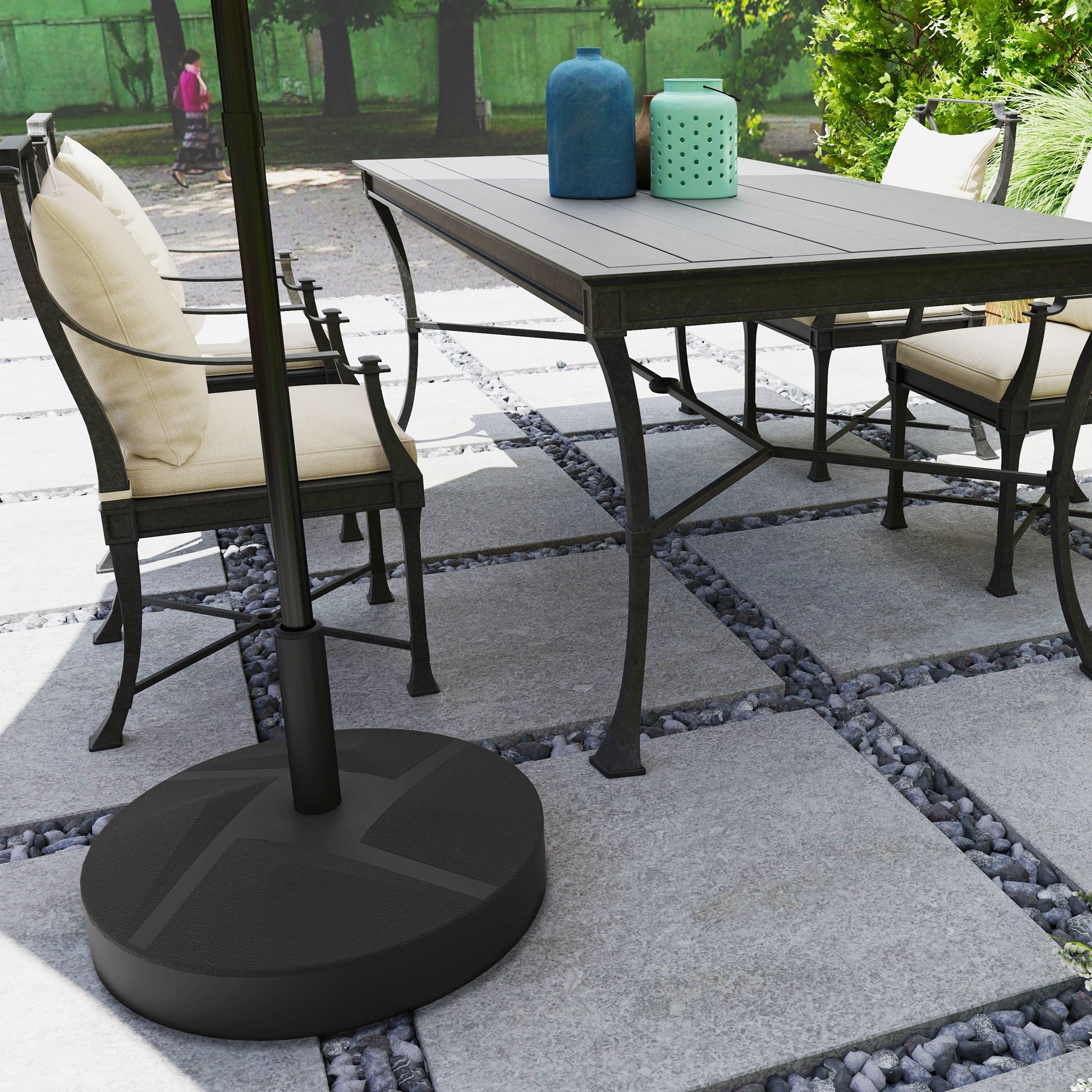 Umbrella Stand up to 30 kg fillable Umbrella Stand Round Umbrella Holder, Umbrella Weight, Stand for Umbrella 36/38/48mm Pole Diameter, for Balcony, Terrace, Garden, Black