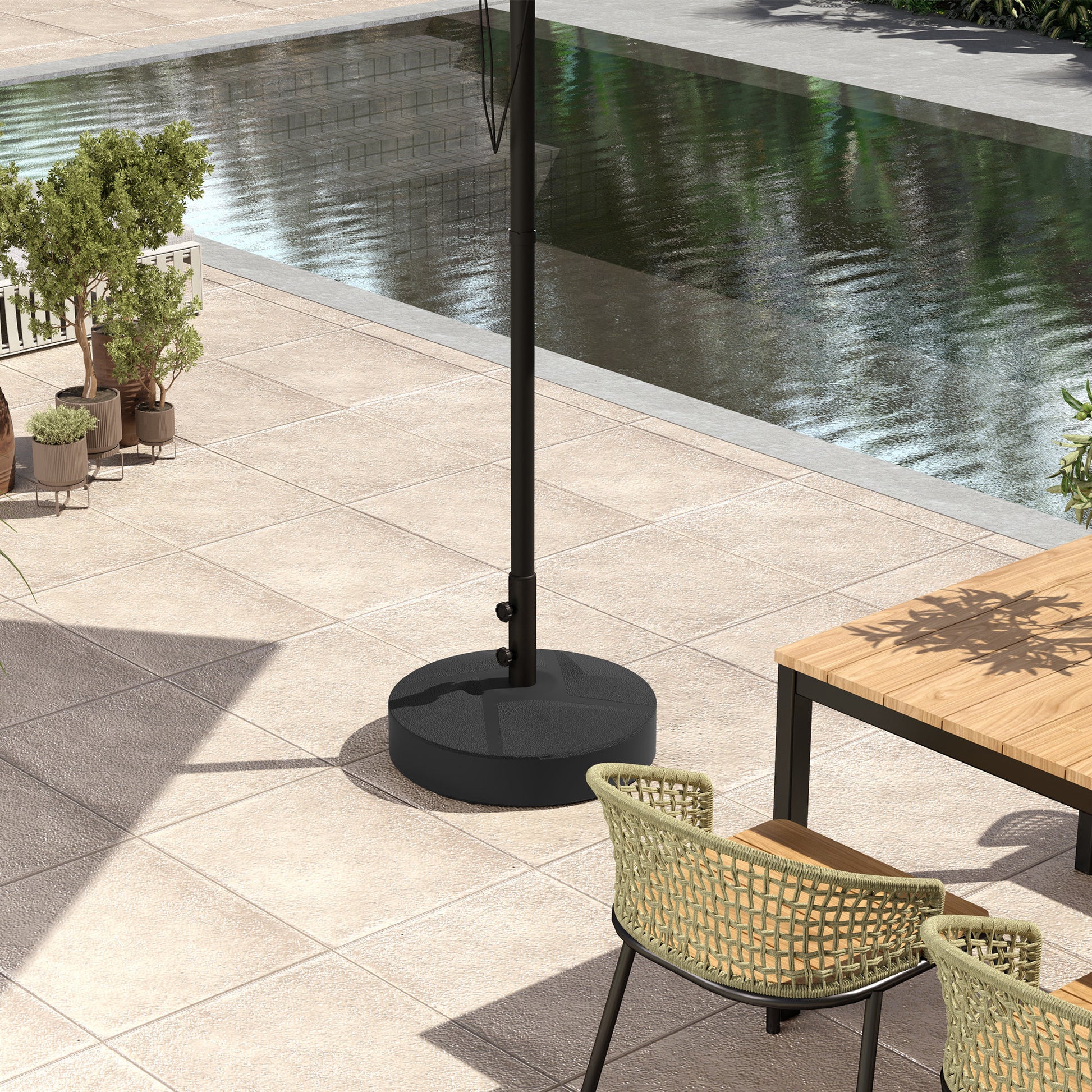 Umbrella Stand up to 30 kg fillable Umbrella Stand Round Umbrella Holder, Umbrella Weight, Stand for Umbrella 36/38/48mm Pole Diameter, for Balcony, Terrace, Garden, Black