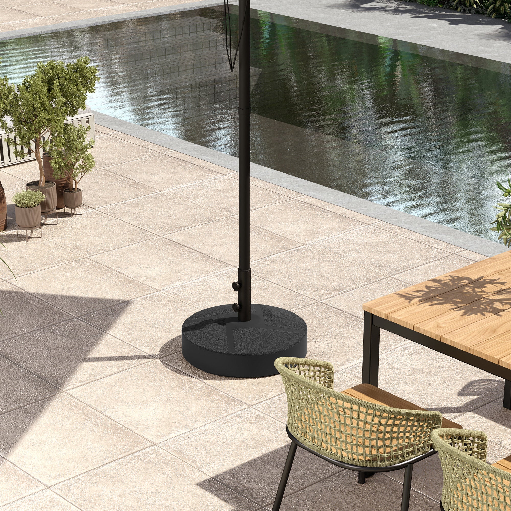 Umbrella Stand up to 30 kg fillable Umbrella Stand Round Umbrella Holder, Umbrella Weight, Stand for Umbrella 36/38/48mm Pole Diameter, for Balcony, Terrace, Garden, Black
