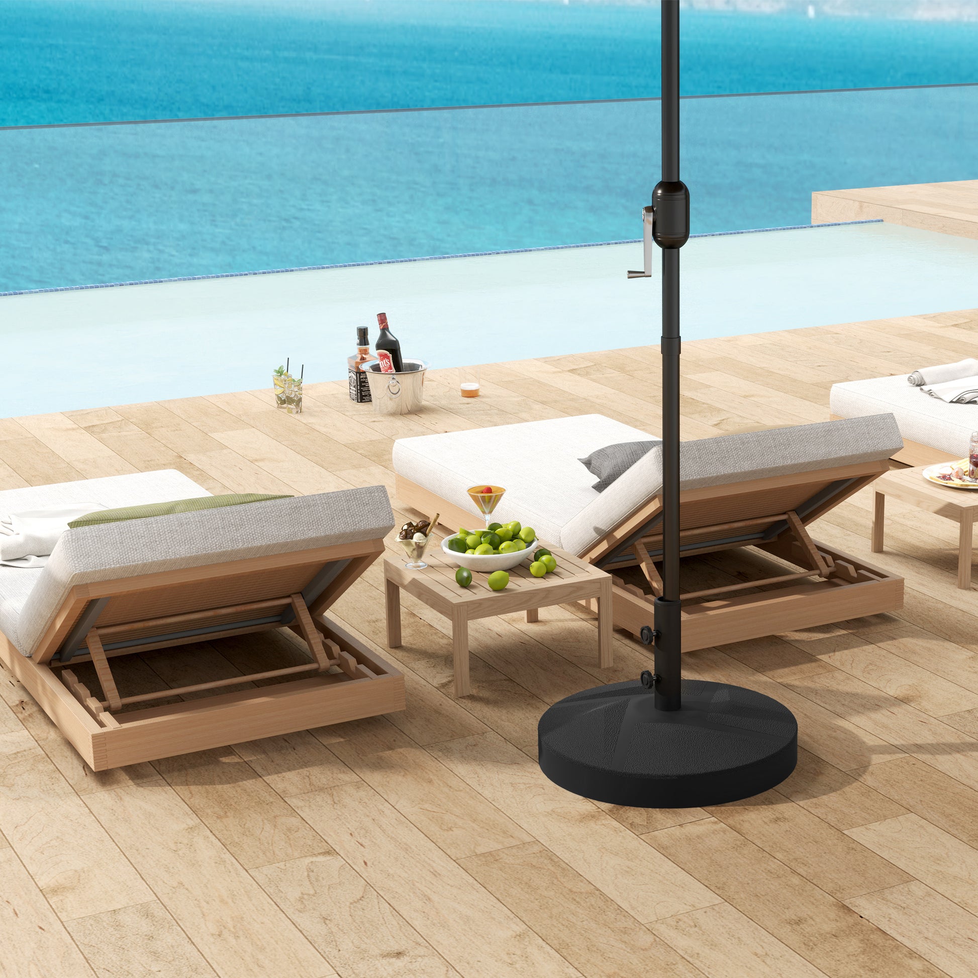 Umbrella Stand up to 30 kg fillable Umbrella Stand Round Umbrella Holder, Umbrella Weight, Stand for Umbrella 36/38/48mm Pole Diameter, for Balcony, Terrace, Garden, Black