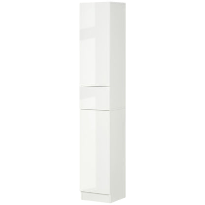 High Bathroom Cabinet with 1 Drawer and 5 Open Shelves Bathroom Auxiliary Column for Living Room Bathroom Bedroom Modern Style 30x28x170 cm White Gloss