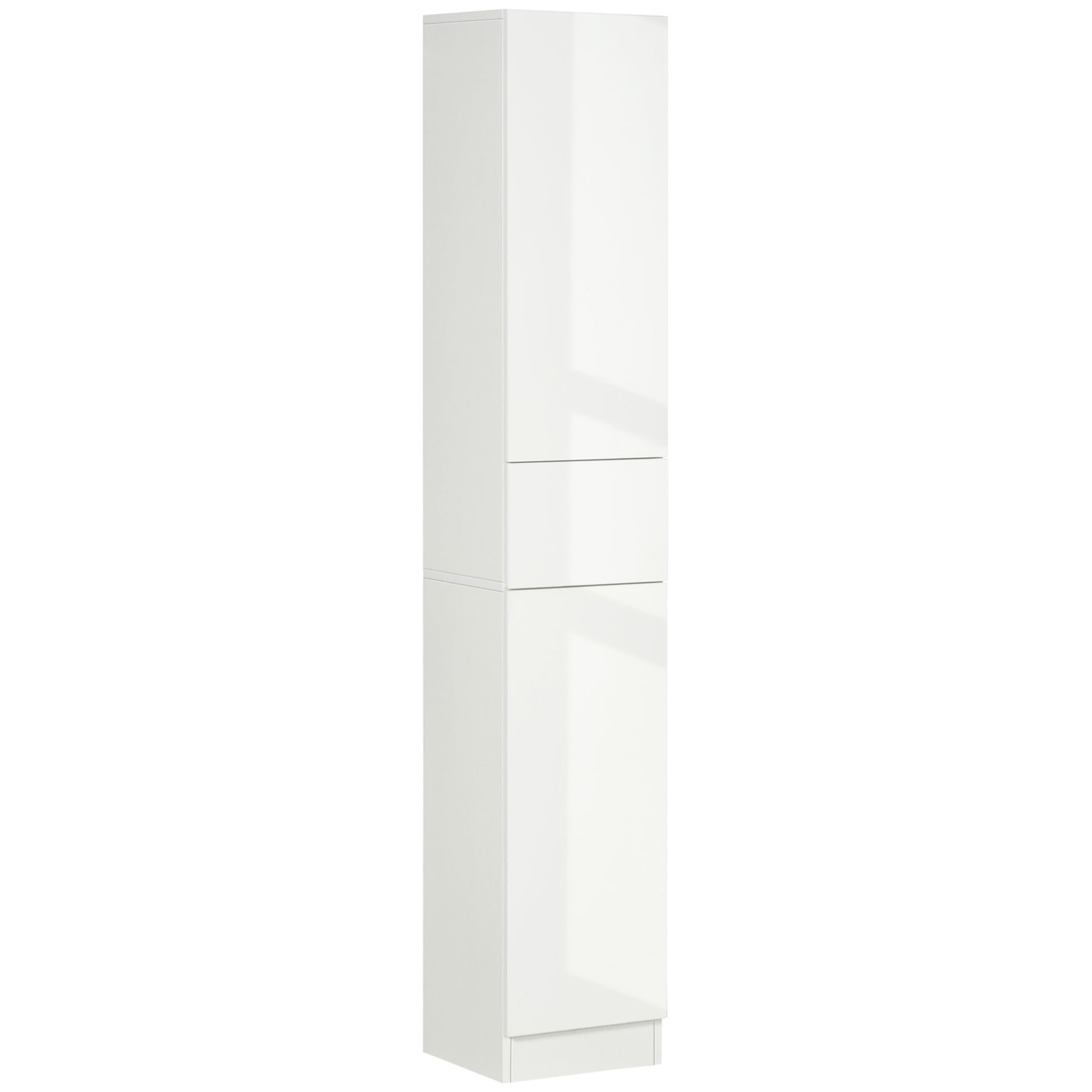 High Bathroom Cabinet with 1 Drawer and 5 Open Shelves Bathroom Auxiliary Column for Living Room Bathroom Bedroom Modern Style 30x28x170 cm White Gloss
