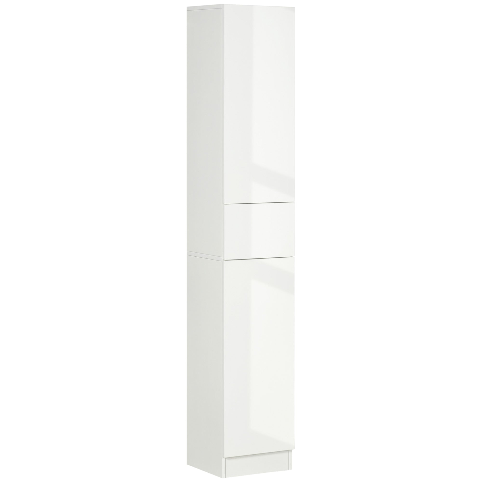 High Bathroom Cabinet with 1 Drawer and 5 Open Shelves Bathroom Auxiliary Column for Living Room Bathroom Bedroom Modern Style 30x28x170 cm White Gloss