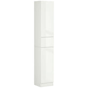 High Bathroom Cabinet with 1 Drawer and 5 Open Shelves Bathroom Auxiliary Column for Living Room Bathroom Bedroom Modern Style 30x28x170 cm White Gloss