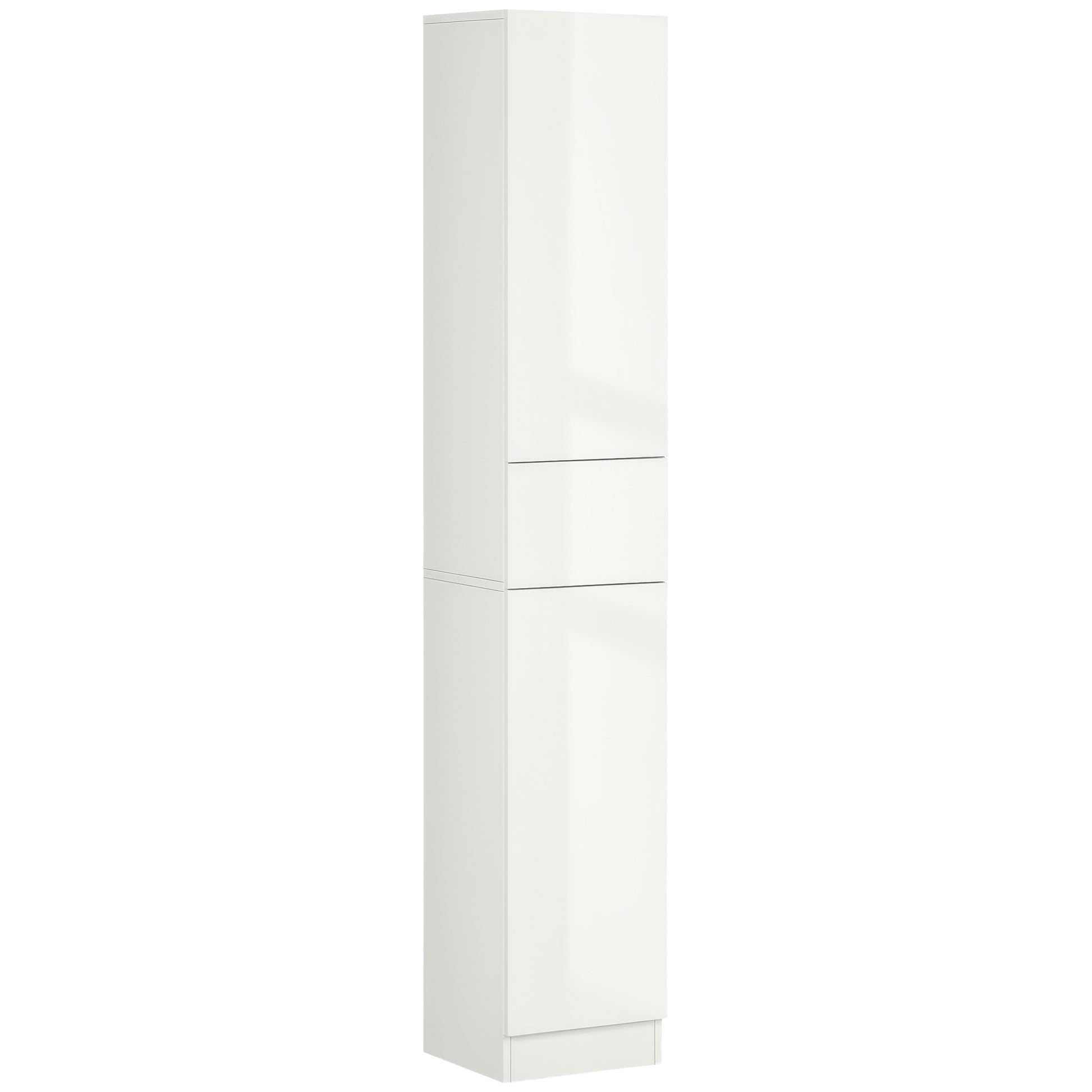 High Bathroom Cabinet with 1 Drawer and 5 Open Shelves Bathroom Auxiliary Column for Living Room Bathroom Bedroom Modern Style 30x28x170 cm White Gloss