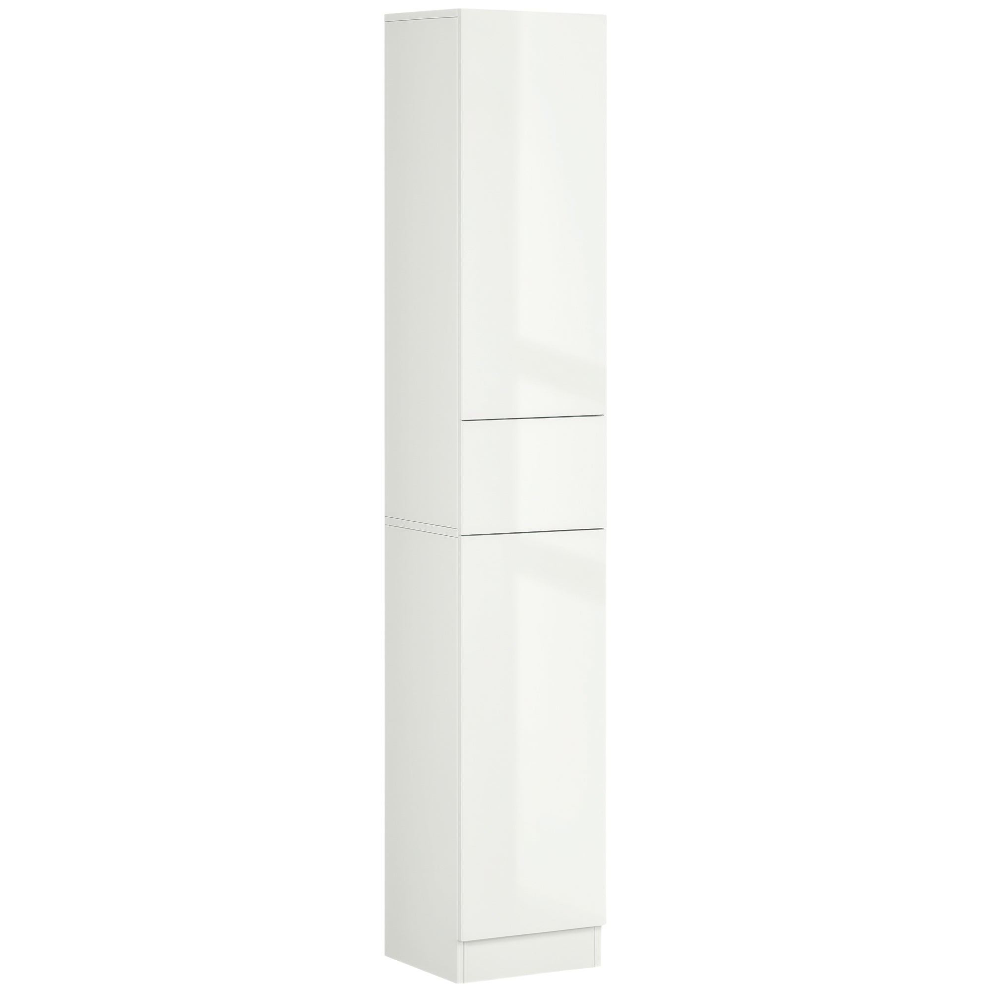 High Bathroom Cabinet with 1 Drawer and 5 Open Shelves Bathroom Auxiliary Column for Living Room Bathroom Bedroom Modern Style 30x28x170 cm White Gloss