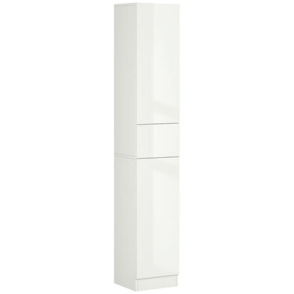 High Bathroom Cabinet with 1 Drawer and 5 Open Shelves Bathroom Auxiliary Column for Living Room Bathroom Bedroom Modern Style 30x28x170 cm White Gloss