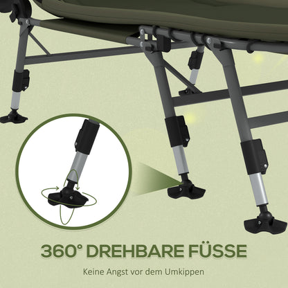 Camping Bed Folding Travel Bed Adjustable Folding Bed up to 180 kg Capacity for Outdoor Oxford Green