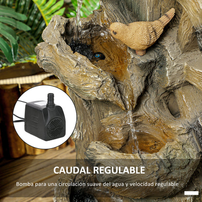 2-in-1 Water Fountain with Birdhouse Garden Fountain with LED Lighting 4-Level Cascading Decorative Fountain for Garden Patio Terrace 34.5x29.5x92 cm Multicolor