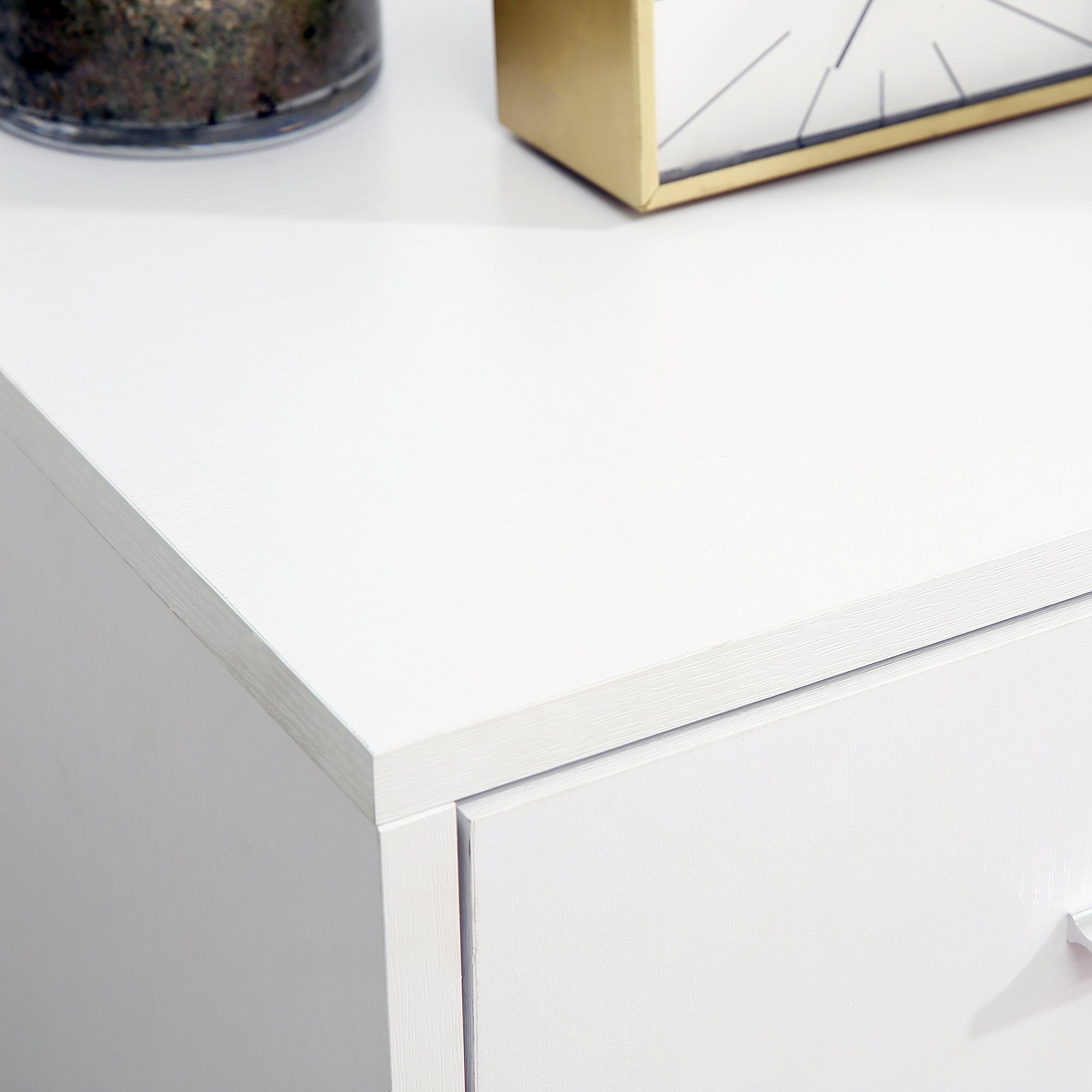 Printer Stand Printer Table with 3 Drawers Adjustable Shelf Wheels Large Storage Capacity 80x40x65 cm White
