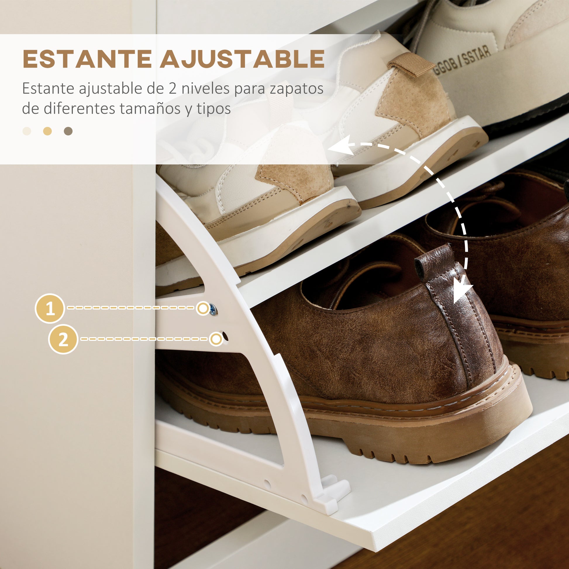 Narrow Shoe Cabinet Shoe Rack for Entryway with 2 Flip-Down Drawers and 2 Removable Drawers for 12 Pairs of Shoes for Hallway 80x30x91.5 cm White