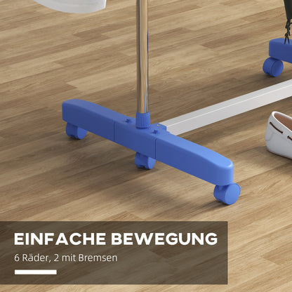 Clothes Drying Rack Tower Stand Dryer with 4 Levels, Folding Wings, Wheels, Tower Clothes Dryer for Indoor and Outdoor Use, 142 x 55 x 172 cm, Blue