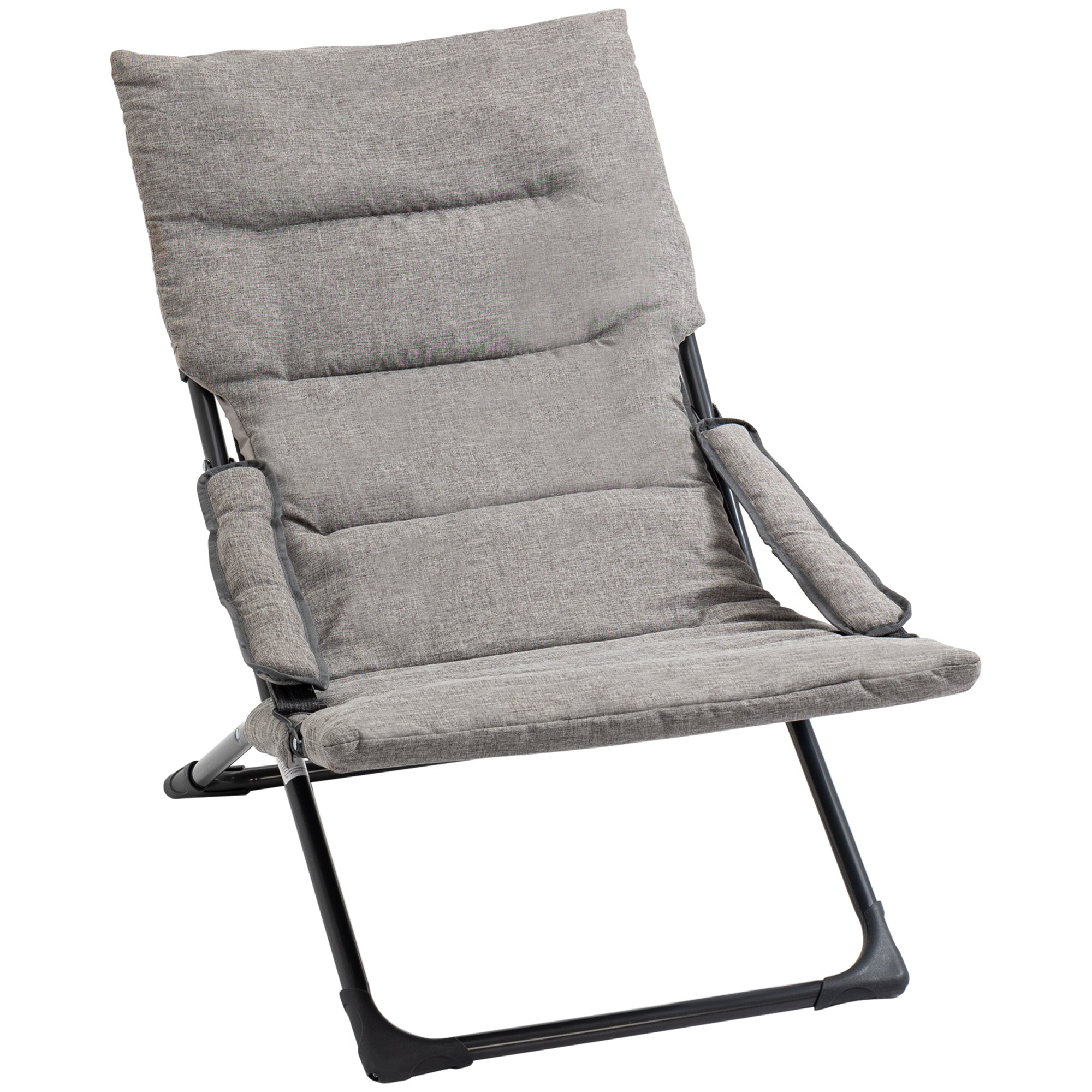 Metal Garden Chair Folding Chair with Removable Padding Weatherproof Foldable Camping Chair Sun Lounger 120kg Capacity Seating Furniture for Garden Terrace Balcony 66W x 94D x 79H cm Gray