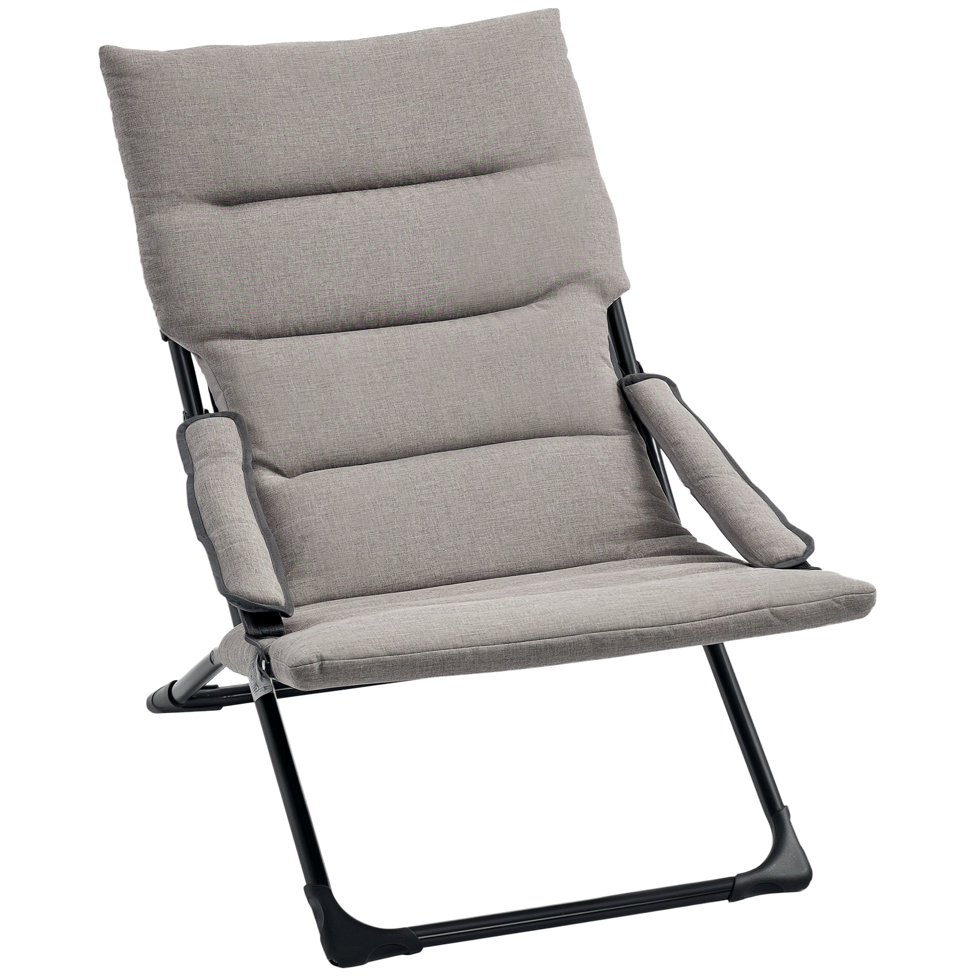 Metal Garden Chair Folding Chair with Removable Padding Weatherproof Foldable Camping Chair Sun Lounger 120kg Capacity Seating Furniture for Garden Terrace Balcony 66W x 94D x 79H cm Gray