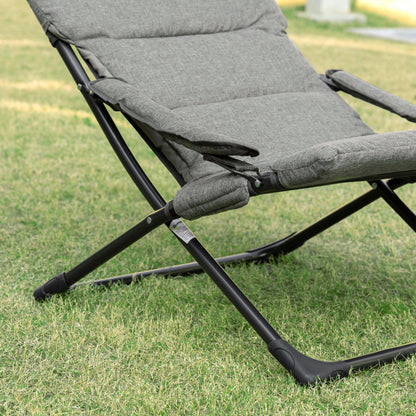 Metal Garden Chair Folding Chair with Removable Padding Weatherproof Foldable Camping Chair Sun Lounger 120kg Capacity Seating Furniture for Garden Terrace Balcony 66W x 94D x 79H cm Gray