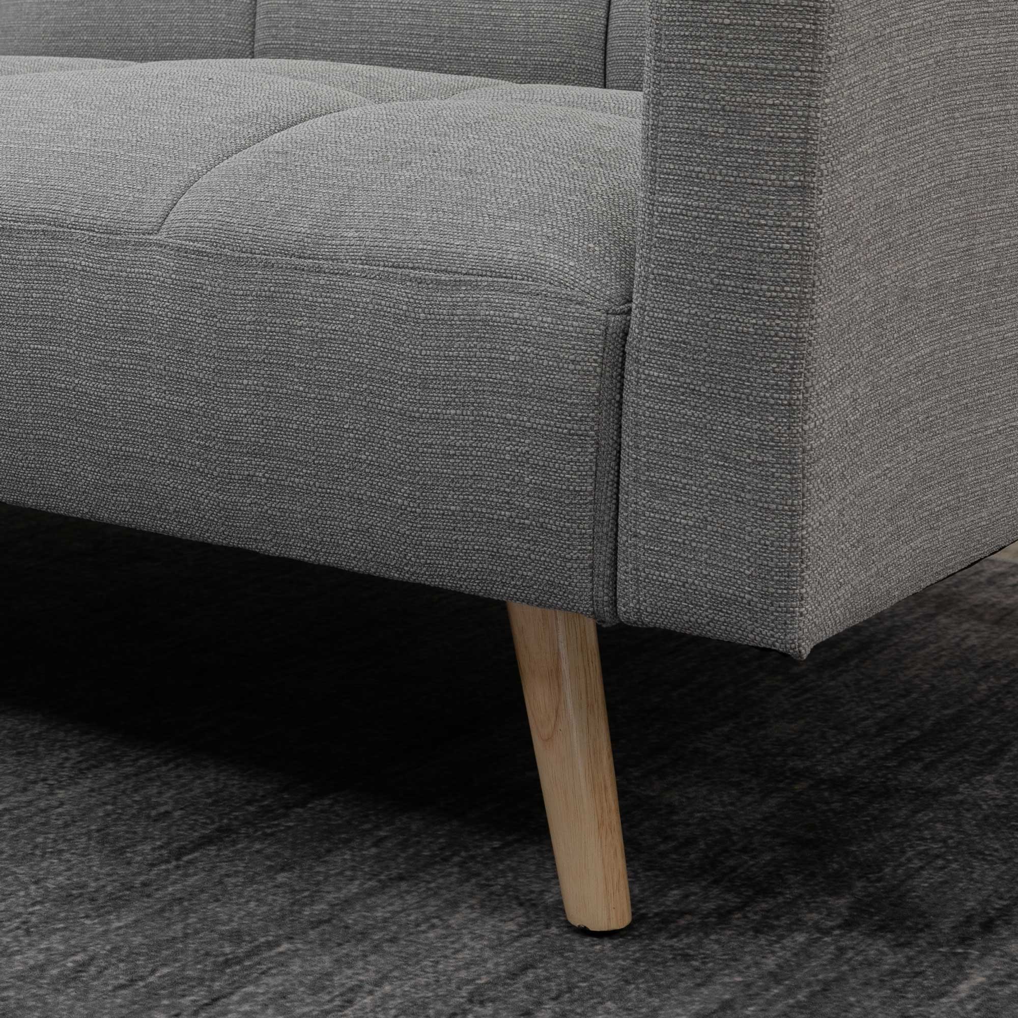 2-in-1 Sofa Bed 80.7 x 34.6 in, Linen-Look Couch with Adjustable Backrests, Gray