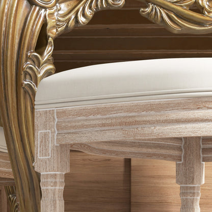 Dining Chairs Set of 2, Kitchen Chair with Backrest, Upholstered Chair with Linen Look, Rattan Look, Dining Chair with Wooden Legs for Kitchen, Living Room, Cream