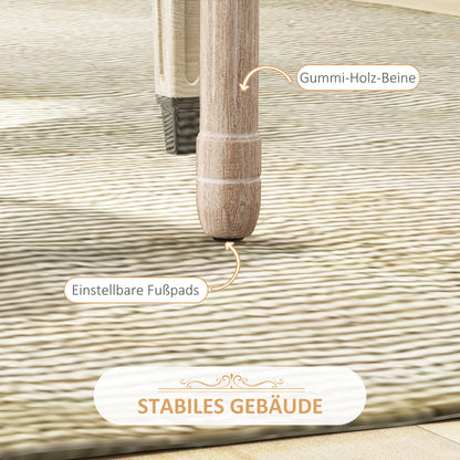 Dining Chairs Set of 2, Kitchen Chair with Backrest, Upholstered Chair with Linen Look, Rattan Look, Dining Chair with Wooden Legs for Kitchen, Living Room, Cream