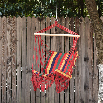 Hanging Hammock Chair Cotton Polyester Blend Holds 100 kg Hanging Chair for Indoor Outdoor Terrace 100x60x100 cm Multicolor