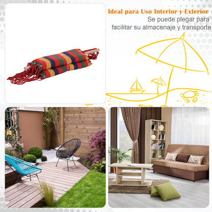 Hanging Hammock Chair Cotton Polyester Blend Holds 100 kg Hanging Chair for Indoor Outdoor Terrace 100x60x100 cm Multicolor