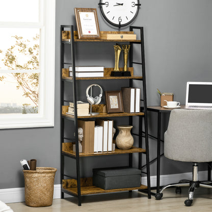 Industrial Style Inclined 5-Tier Bookshelf 70L x 35W x 150H cm
