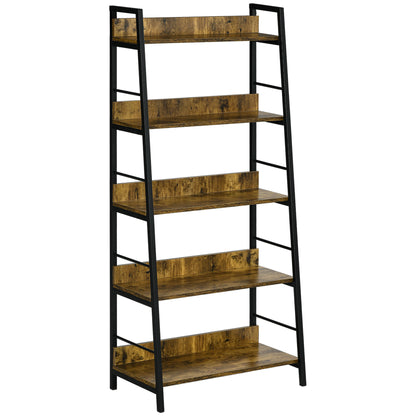 Industrial Style Inclined 5-Tier Bookshelf 70L x 35W x 150H cm