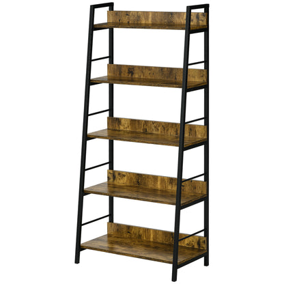 Industrial Style Inclined 5-Tier Bookshelf 70L x 35W x 150H cm