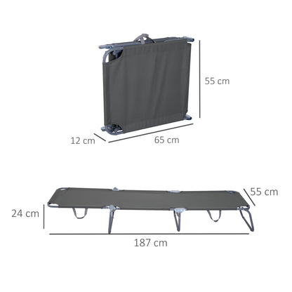 Folding Lounge Chair Outdoor Garden with Adjustable Backrest in 5 Positions and Metal Frame Load 120 kg for Terrace Pool Beach 187x55x24 cm Gray
