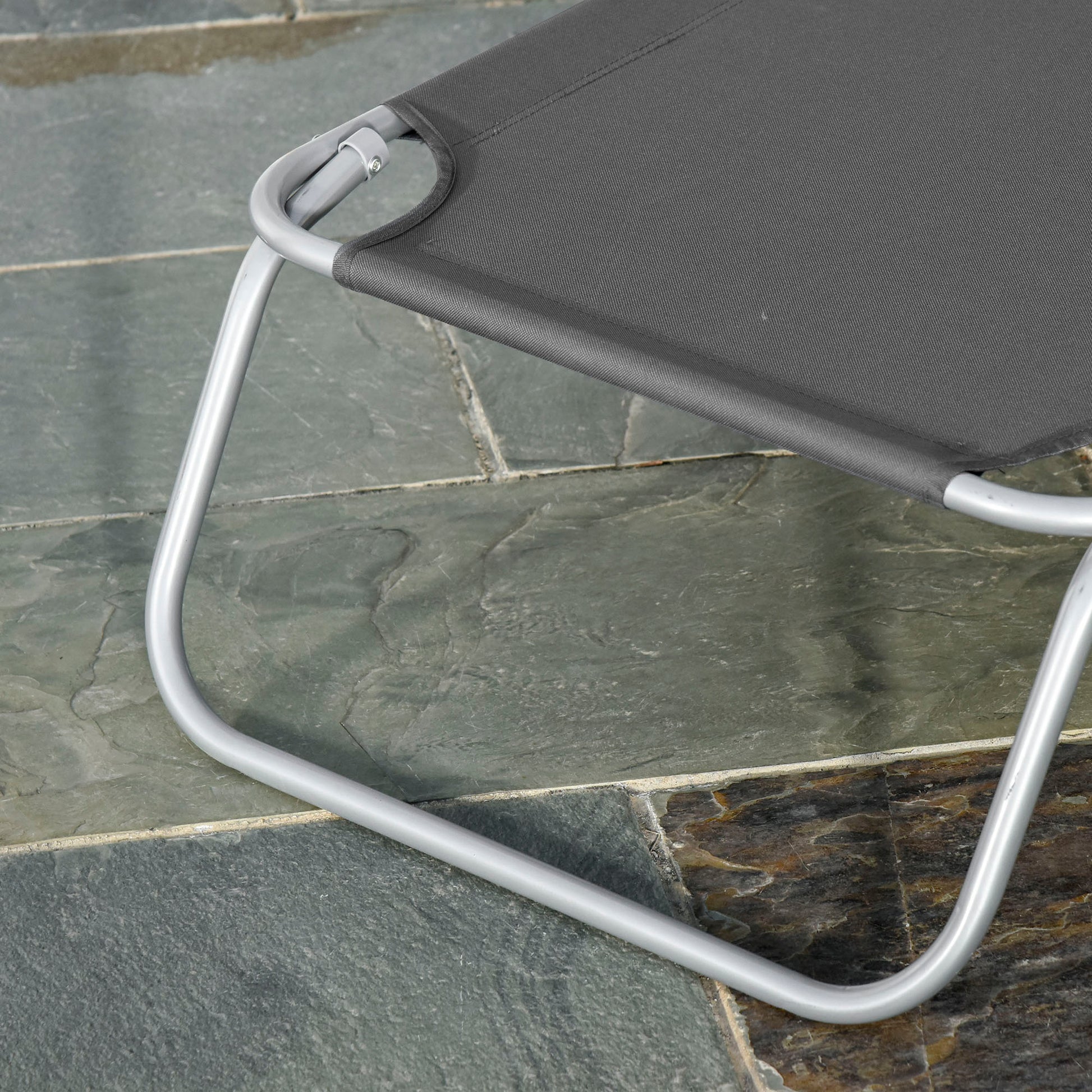 Folding Lounge Chair Outdoor Garden with Adjustable Backrest in 5 Positions and Metal Frame Load 120 kg for Terrace Pool Beach 187x55x24 cm Gray