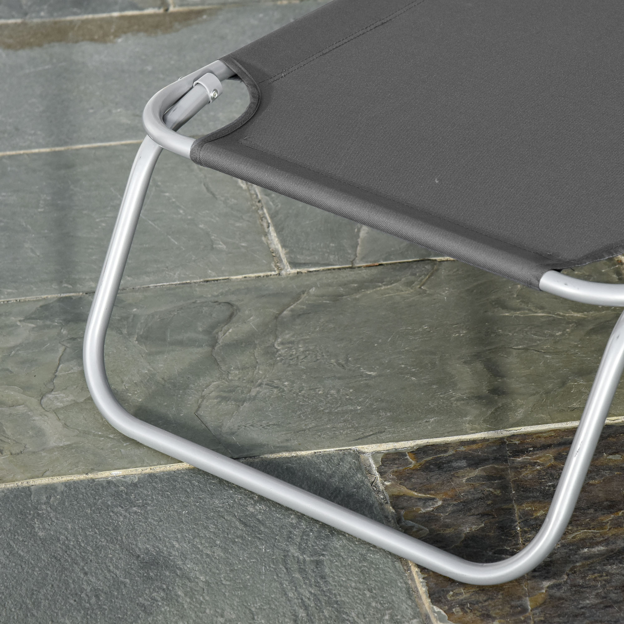 Folding Lounge Chair Outdoor Garden with Adjustable Backrest in 5 Positions and Metal Frame Load 120 kg for Terrace Pool Beach 187x55x24 cm Gray