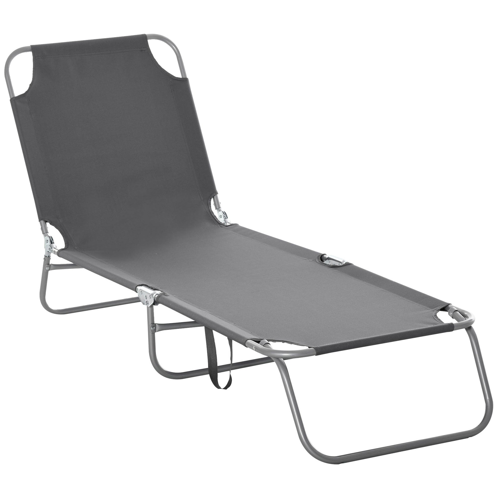 Folding Lounge Chair Outdoor Garden with Adjustable Backrest in 5 Positions and Metal Frame Load 120 kg for Terrace Pool Beach 187x55x24 cm Gray