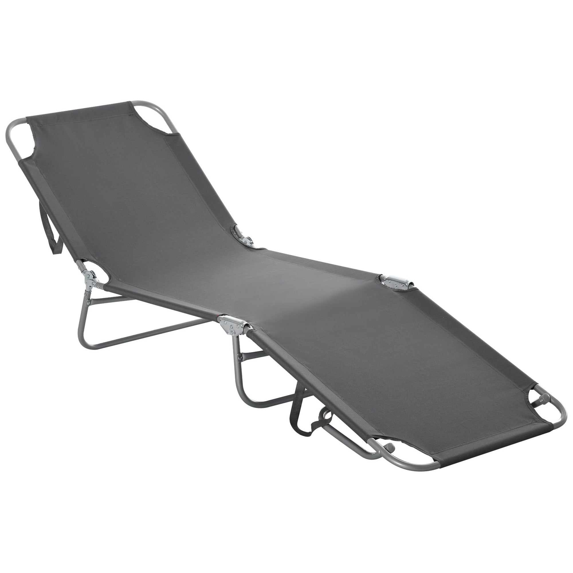 Folding Lounge Chair Outdoor Garden with Adjustable Backrest in 5 Positions and Metal Frame Load 120 kg for Terrace Pool Beach 187x55x24 cm Gray