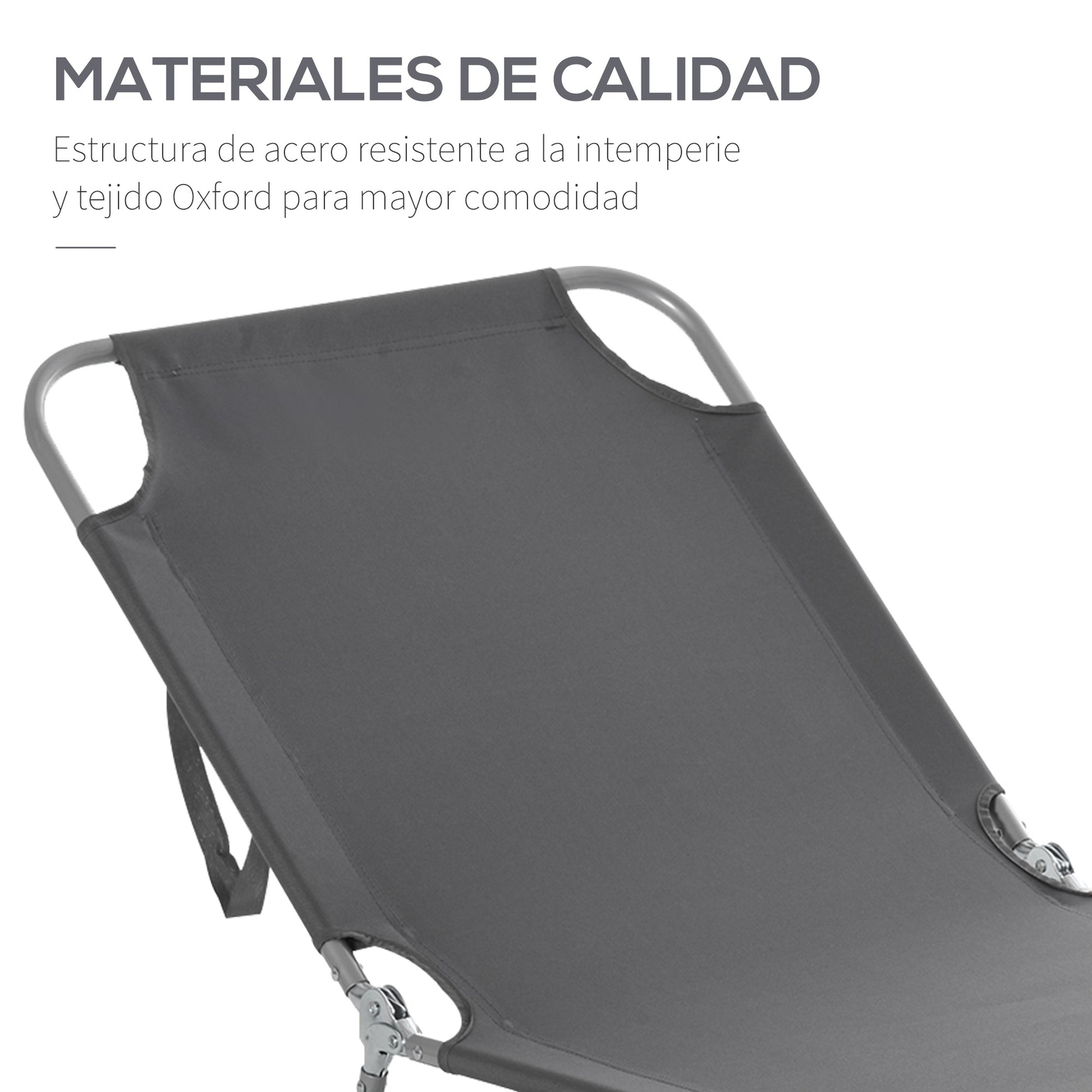 Folding Lounge Chair Outdoor Garden with Adjustable Backrest in 5 Positions and Metal Frame Load 120 kg for Terrace Pool Beach 187x55x24 cm Gray