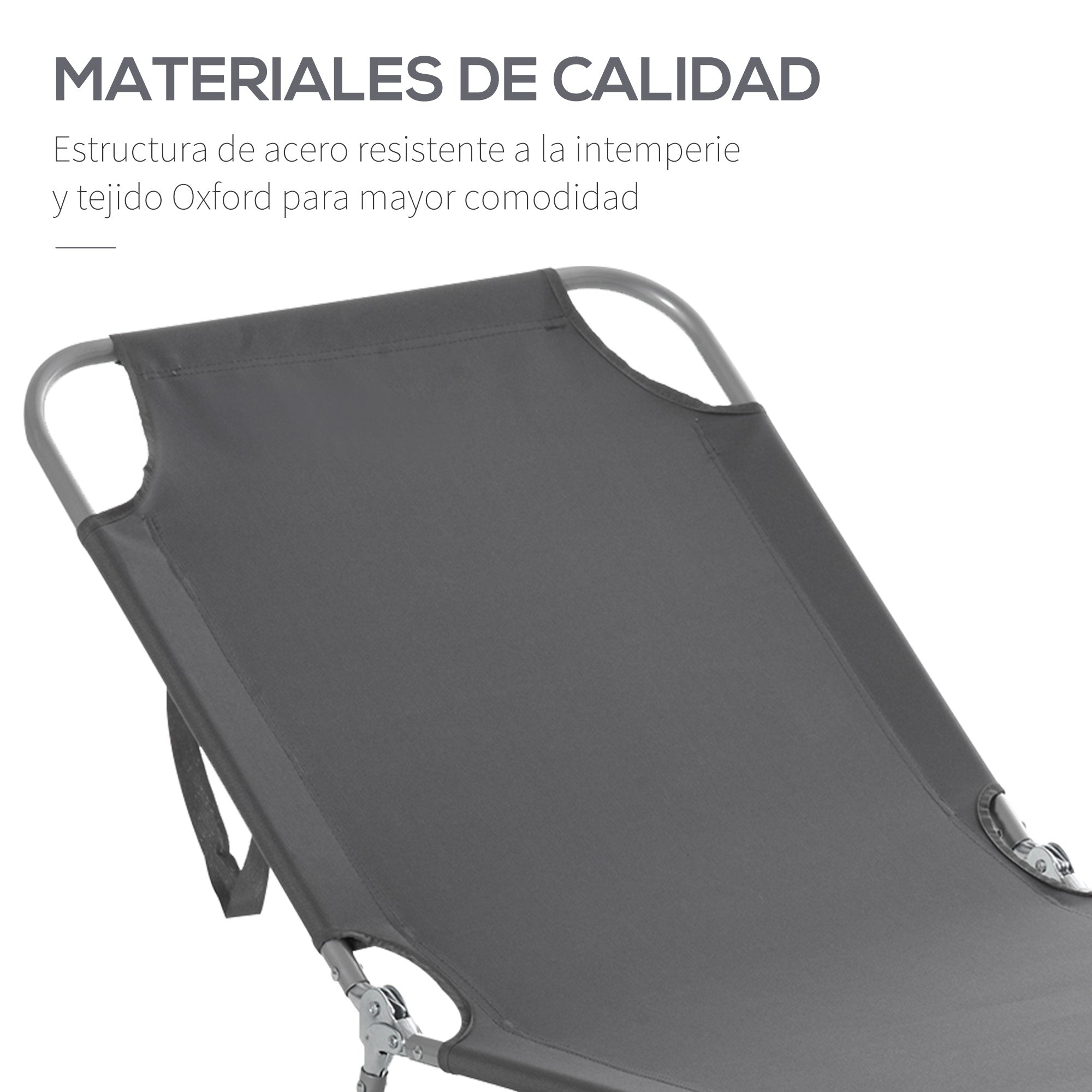 Folding Lounge Chair Outdoor Garden with Adjustable Backrest in 5 Positions and Metal Frame Load 120 kg for Terrace Pool Beach 187x55x24 cm Gray