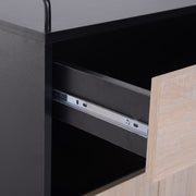 Kitchen Trolley Cart with Double Door Cupboard + 3 Shelves + Niche + Sliding Drawer Particle Board Black Oak