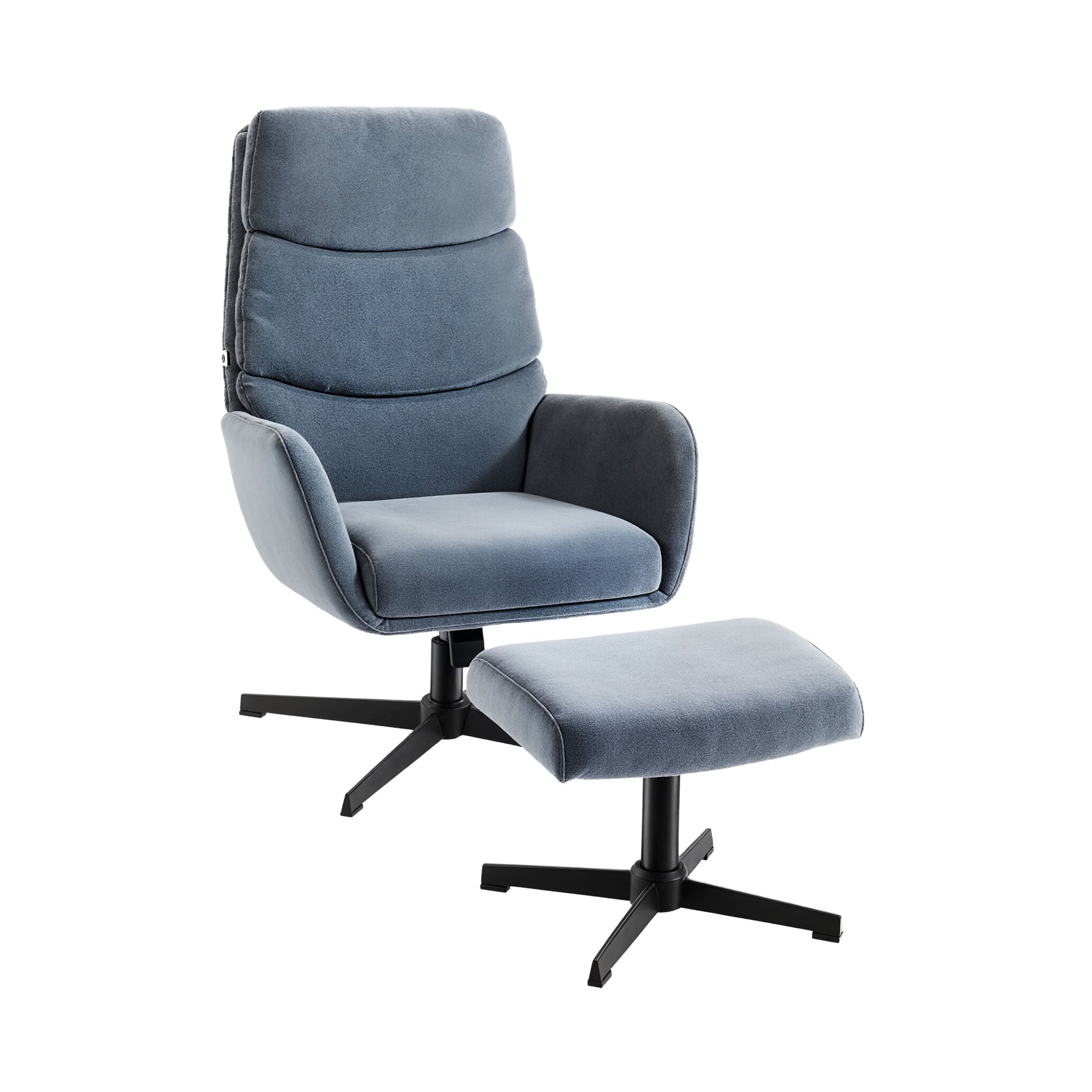 Relax Chair with Ottoman, High-Back Rocking Lounge Chair in Linen-Look Fabric with Metal Base, Accent Armchair for Living Room & Bedroom, Gray