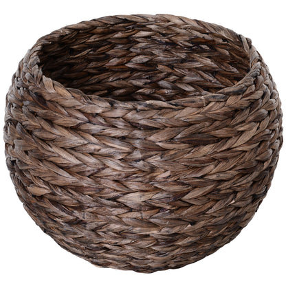 Rattan Cat Basket Cat Cave Cat House Cat Bed with Cushion Pet Bed Water Hyacinth Coffee 50 x 42 x 60 cm