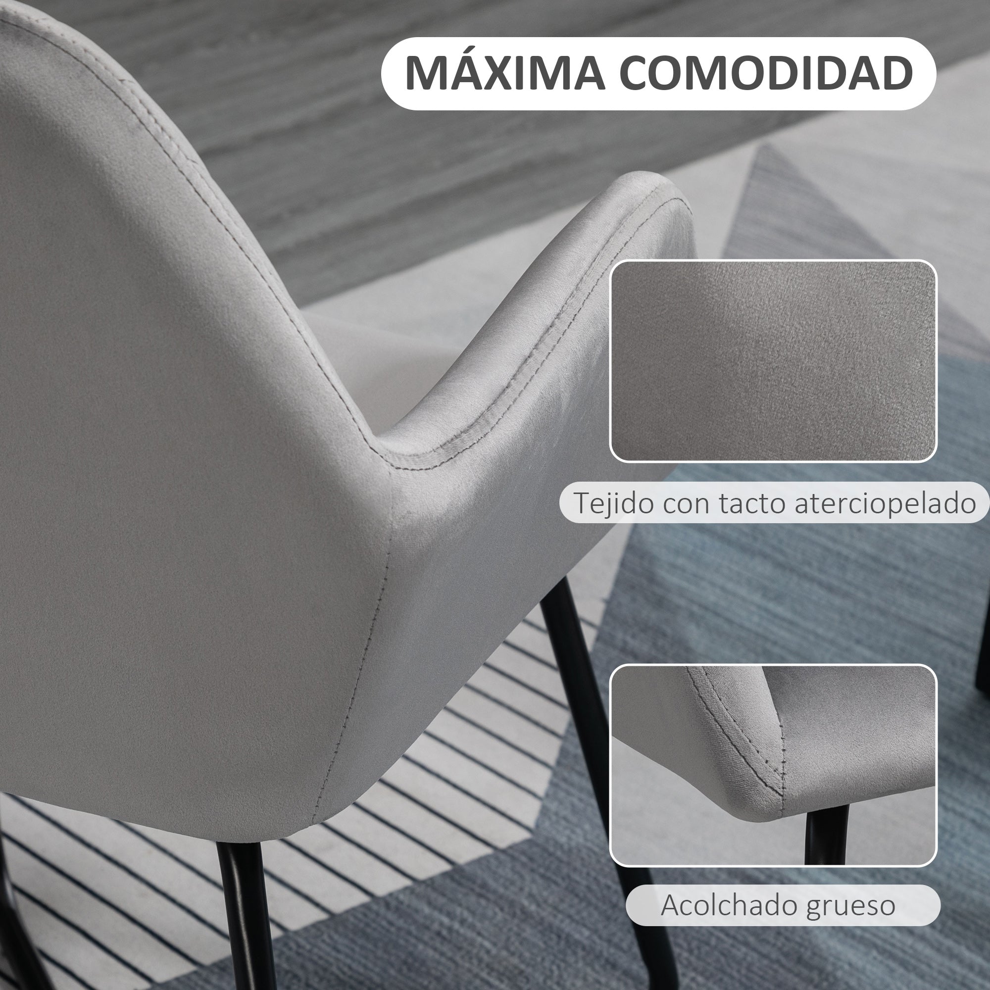 Lounge Armchair Upholstered in Velvet with Padded Seat Crossed Metal Base Reading Armchair for Living Room Bedroom Gray