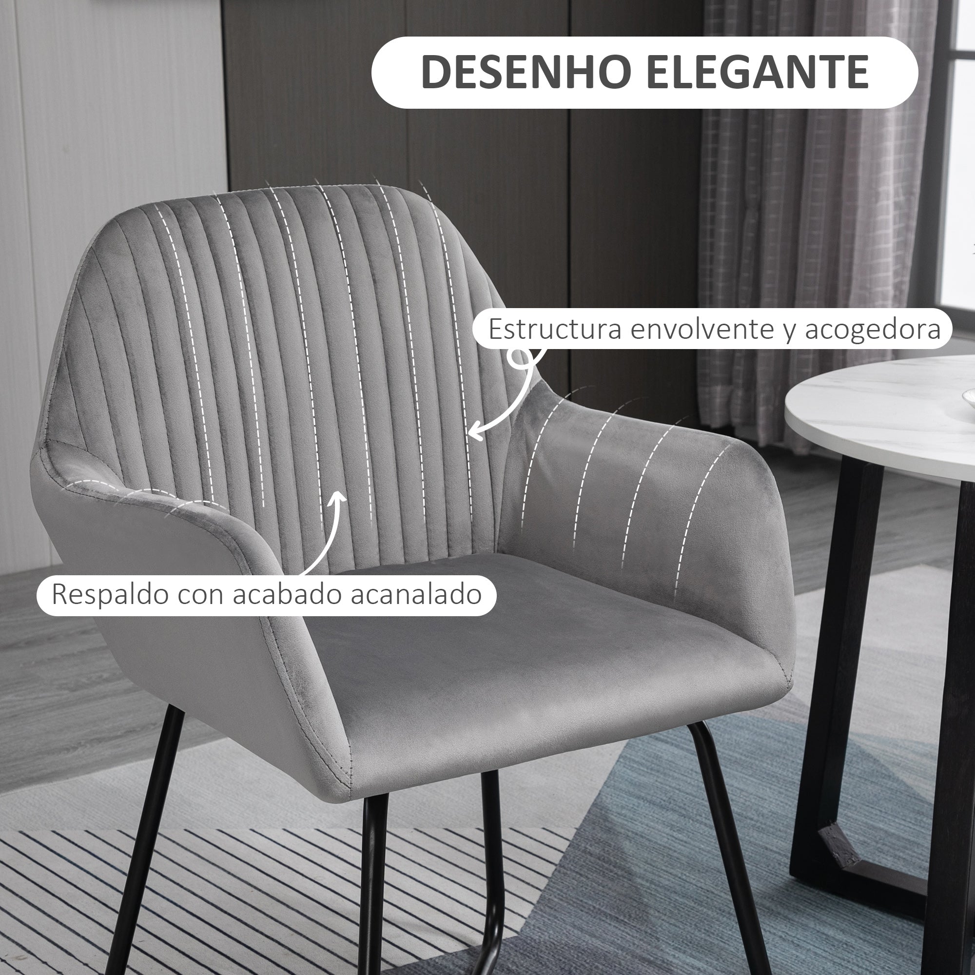 Lounge Armchair Upholstered in Velvet with Padded Seat Crossed Metal Base Reading Armchair for Living Room Bedroom Gray
