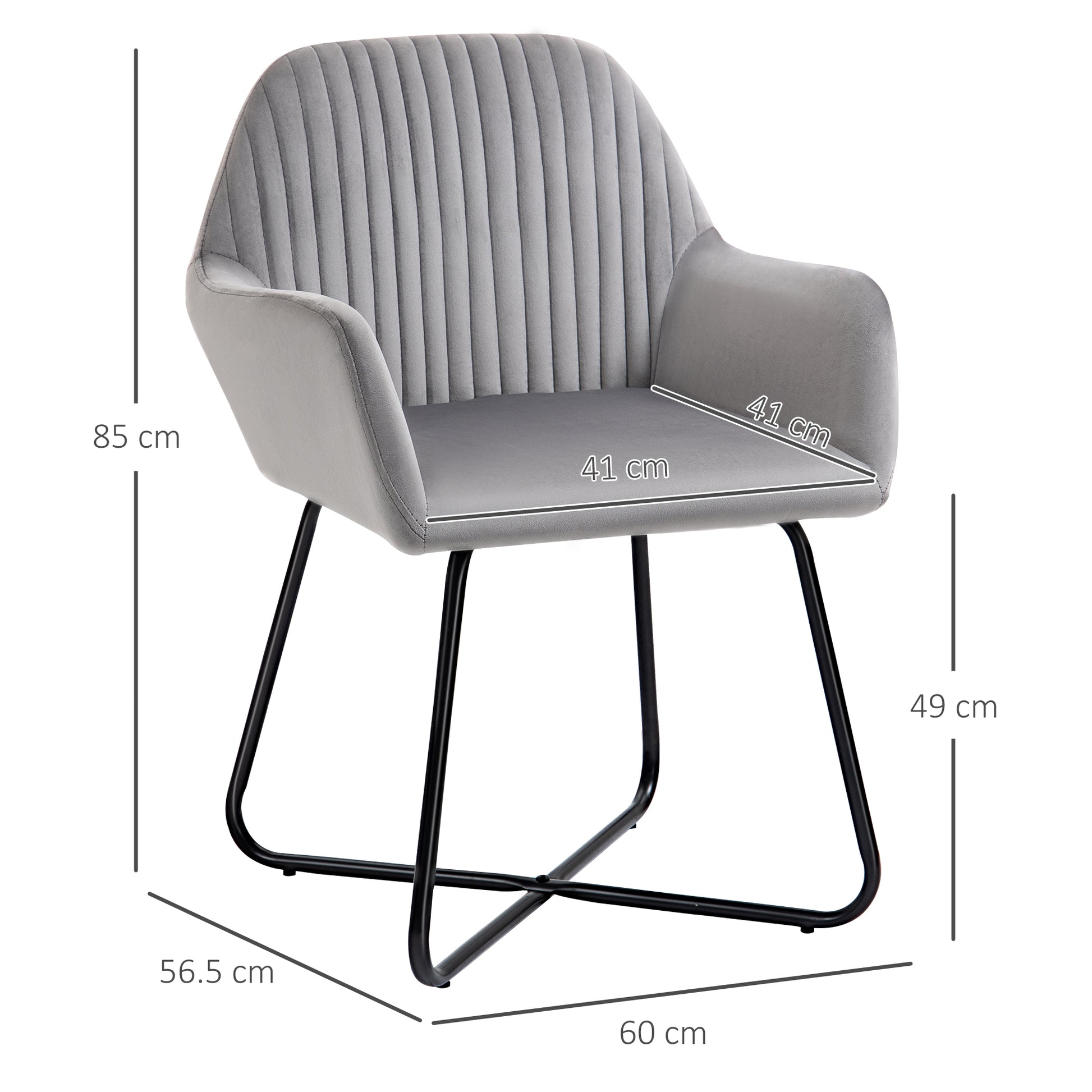 Lounge Armchair Upholstered in Velvet with Padded Seat Crossed Metal Base Reading Armchair for Living Room Bedroom Gray