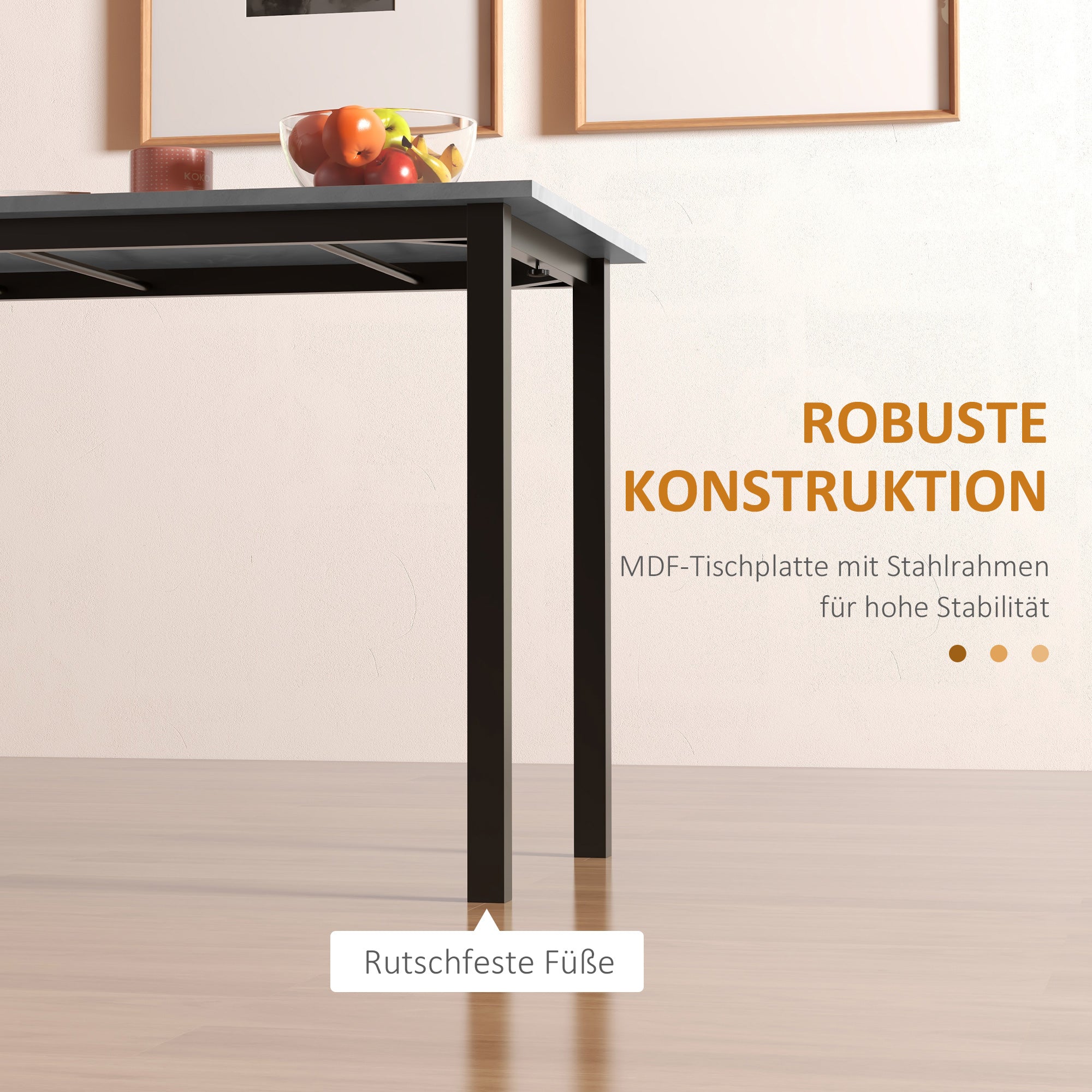 Expandable Dining Table, Kitchen Table for 6 People, Living Room Table for Dining Room, Kitchen, Steel, Dark Grey, 110-160 x 70 x 76 cm