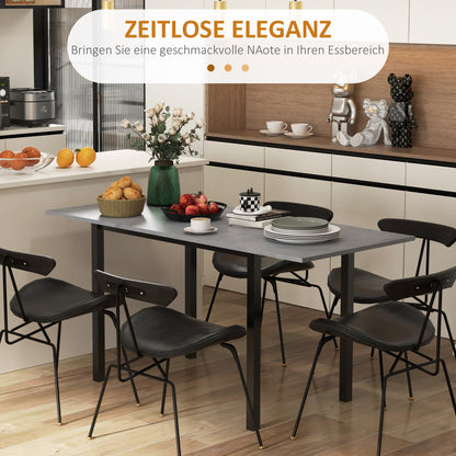 Expandable Dining Table, Kitchen Table for 6 People, Living Room Table for Dining Room, Kitchen, Steel, Dark Grey, 110-160 x 70 x 76 cm