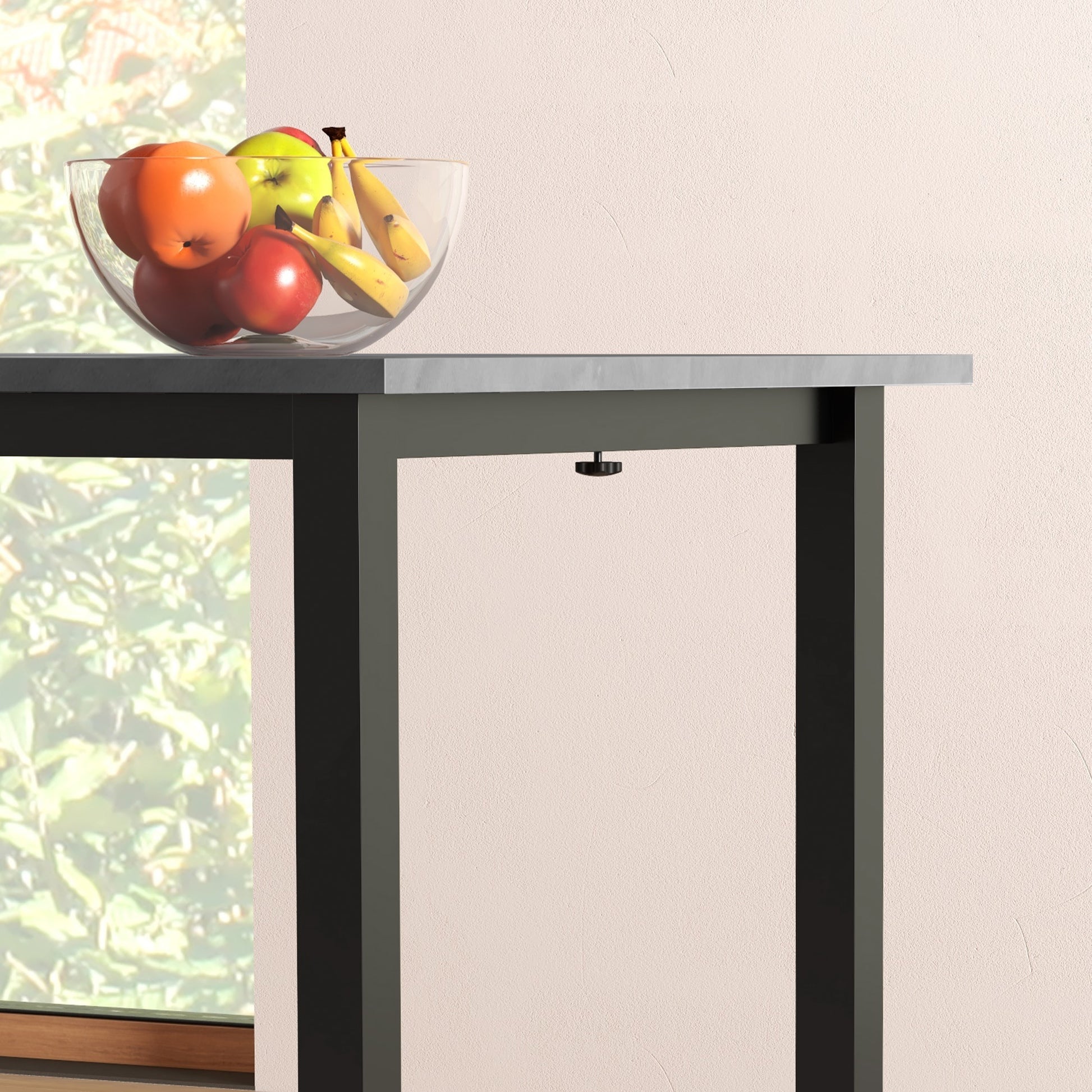 Expandable Dining Table, Kitchen Table for 6 People, Living Room Table for Dining Room, Kitchen, Steel, Dark Grey, 110-160 x 70 x 76 cm
