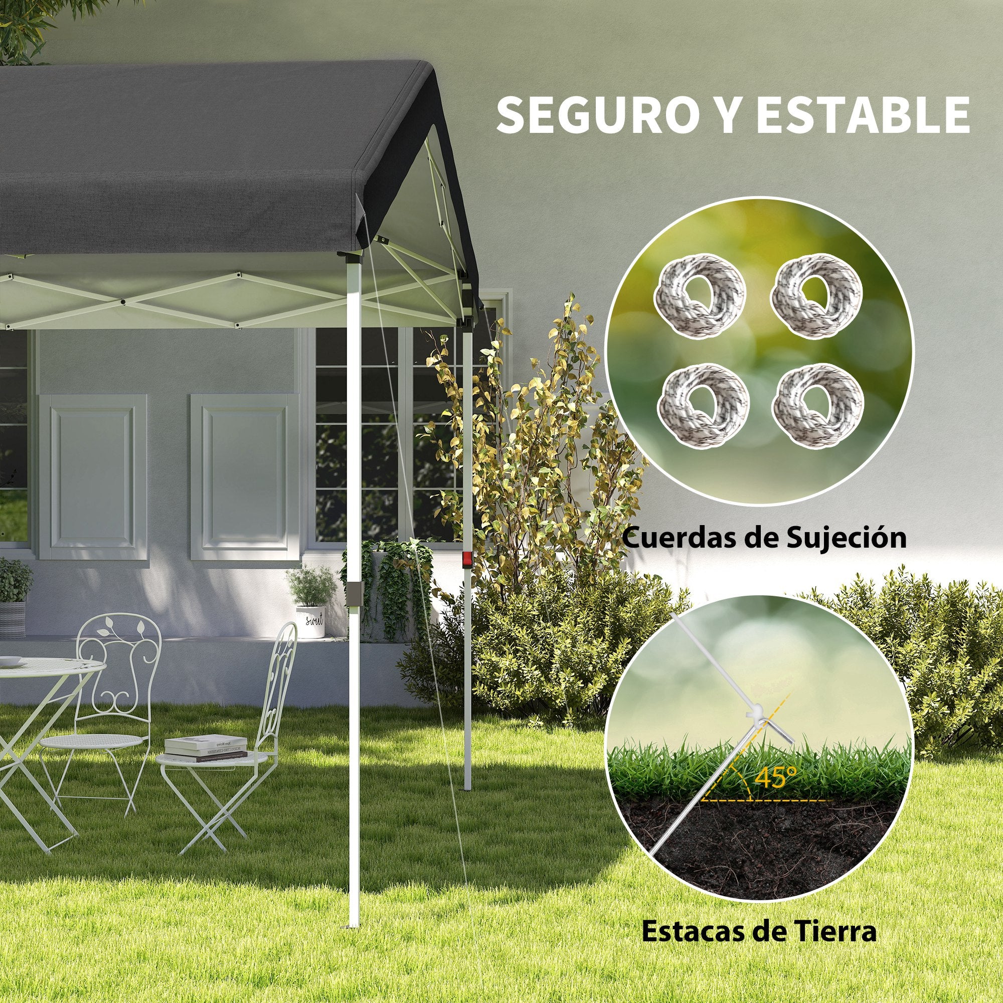 Foldable Gazebo 6x3 m Garden Canopy with 3-Level Adjustable Height UV50+ Protection Waterproof and Transport Bag Outdoor Gazebo Dark Gray