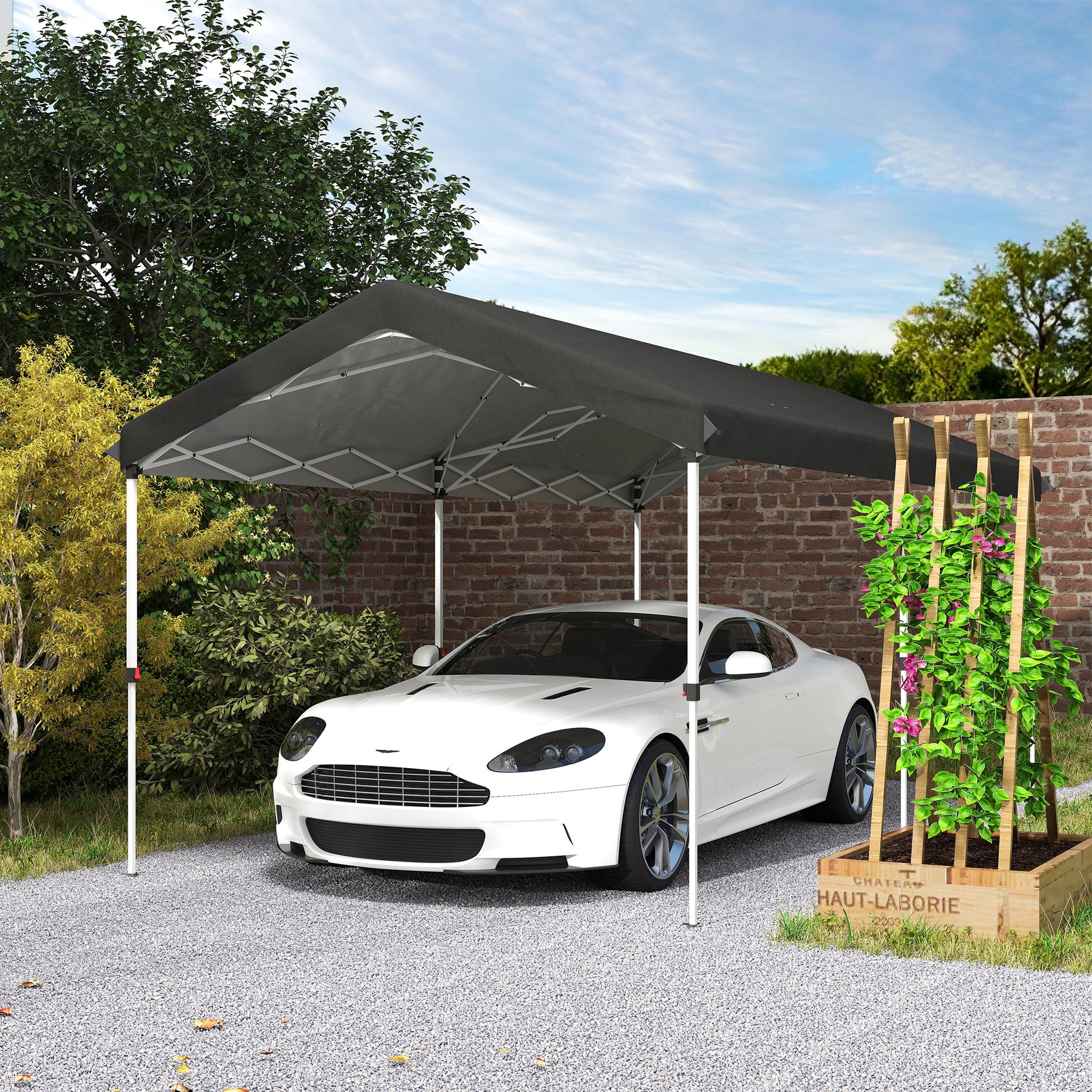 Foldable Gazebo 6x3 m Garden Canopy with 3-Level Adjustable Height UV50+ Protection Waterproof and Transport Bag Outdoor Gazebo Dark Gray