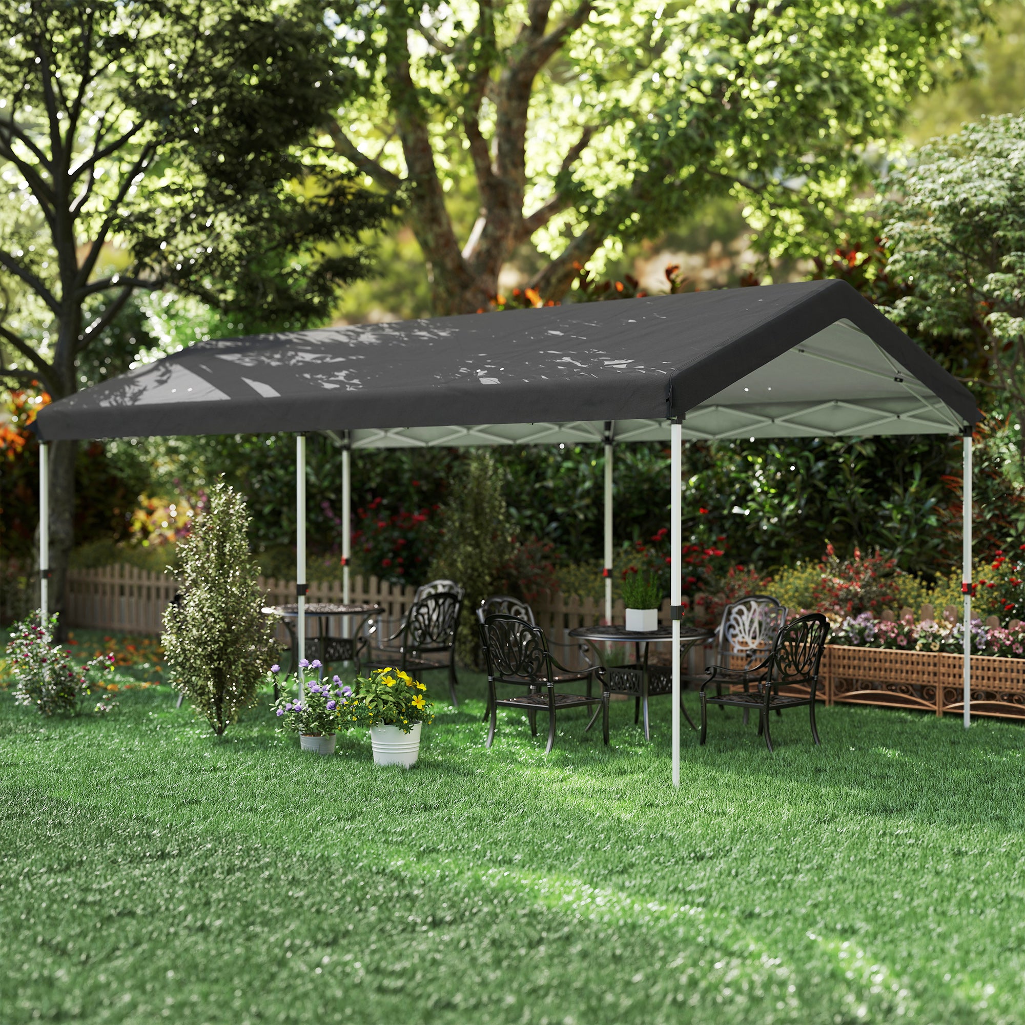 Foldable Gazebo 6x3 m Garden Canopy with 3-Level Adjustable Height UV50+ Protection Waterproof and Transport Bag Outdoor Gazebo Dark Gray
