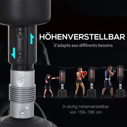 Freestanding Punching Bag Boxing Bag Dummy Training Partner Punching Bag 158-186 cm Height Adjustable NEW Black+Brown