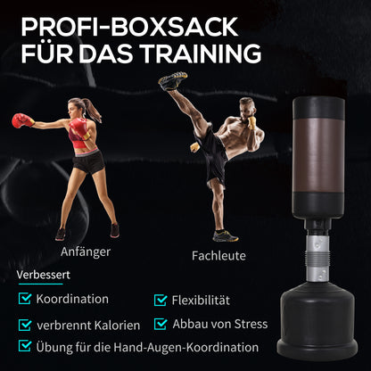 Freestanding Punching Bag Boxing Bag Dummy Training Partner Punching Bag 158-186 cm Height Adjustable NEW Black+Brown