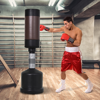 Freestanding Punching Bag Boxing Bag Dummy Training Partner Punching Bag 158-186 cm Height Adjustable NEW Black+Brown